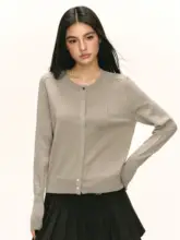 丸首ニットカーディガン【レトロデザイン・春向け・女性用】