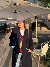 秋用 ゆったりシルエットの ロングコート【高級感あるカジュアルデザイン・膝下丈】