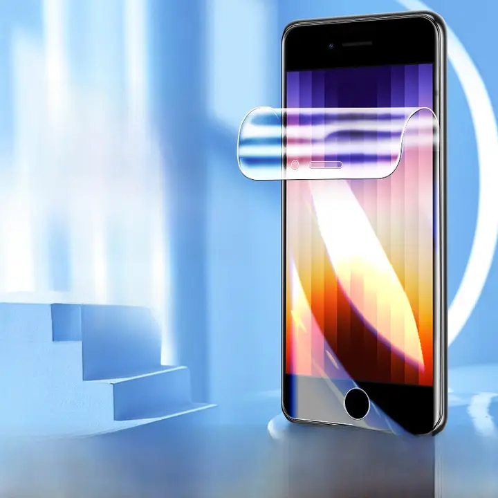 iPhone SE3対応 水凝膜【ブルーライトカット・全包型・防指紋・強化膜・全画面保護】