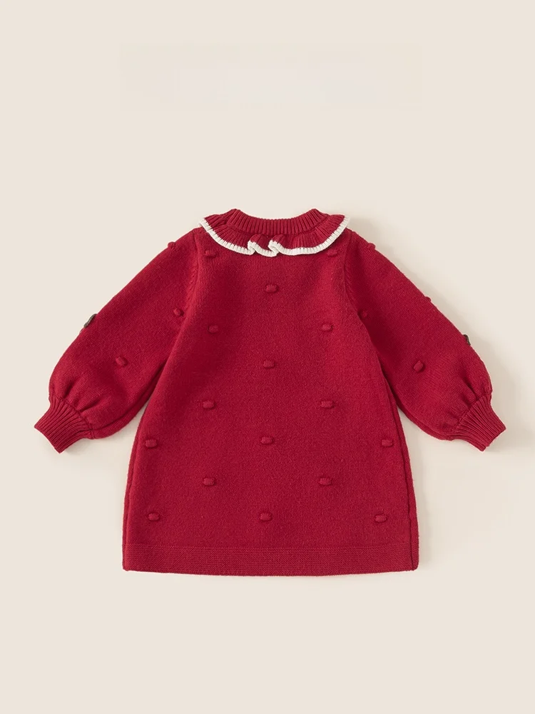3歳女の子用クリスマス服としての秋冬フラワーレースニットワンピースの評価