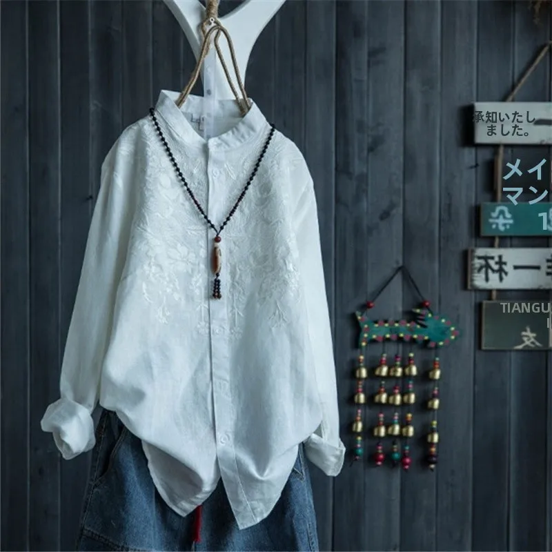 シャツ前開けとは何か：オリジナル文芸風レトロコットン麻刺繍立ち襟シャツの設計と実用性