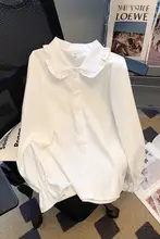 秋春用 フリル付き フォーマルシャツ【白・ダッペルカラー・長袖・カジュアル】