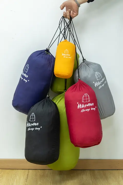 HIKEMAN ダウンジャケット収納袋【携帯用・圧縮可能・冬用衣類整理袋・ドローストリング付き】