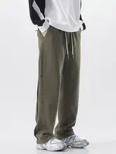 スウェットパンツ メンズ 裏起毛 スナップボタン ストレート ルーズ ヘビーオンス アメリカンスタイル ストリート 秋冬 カジュアル 「SILENTE」