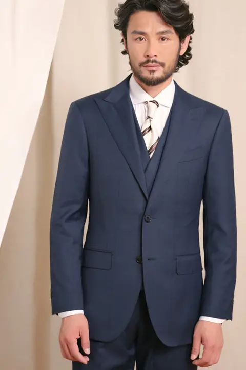 婚礼用 タキシード風スーツ【ウエディング・ブレザー・ウール混】（セットアップ対応）