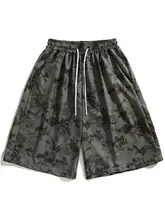 リゾート風レトロフラワー柄ショートパンツ【ゆったりとしたフィット・夏用・カジュアルデザイン】（セットアップ対応）