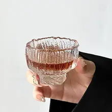 高脚マット仕上げの透明ガラスカップ【冷抽出用・氷紋デザイン】