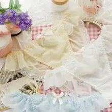 アイスシルクメッシュ三角パンティー【刺繍フラワー・リボン付き・ローウエスト】