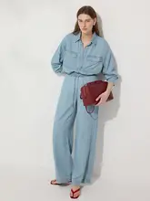 おしゃれなデザインのデニムジャケットとパンツ【ヴィンテージ風・天丝素材・春向け】（セットアップ対応）