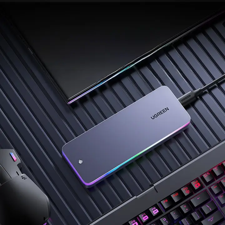 M.2 SSDケース NVMe SATA 両対応 RGB LED 外付け ポータブル