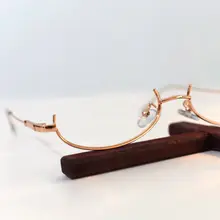 ロリータ風ゴシック 蒸気パンクデザインのローズゴールド半フレームメガネ【コスプレ用】