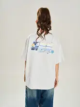 星の刺繍と透かしデザインのラウンドネック短袖Tシャツ【ユニセックス】
