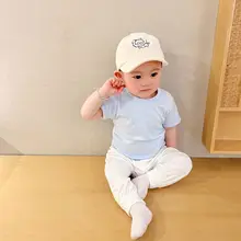 赤ちゃん用 コットン半袖Tシャツ【シンプルデザイン・ラウンドネック・夏用・白】