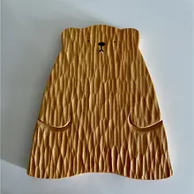 かわいい3匹のクマの家族の手作りカートンまな板＆鍋敷き【くるみ材・キッズ用・フルーツや食品のトレイ】（セットアップ対応）