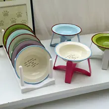 猫用陶器フライングソーサー皿【抗転倒・食器洗浄可】