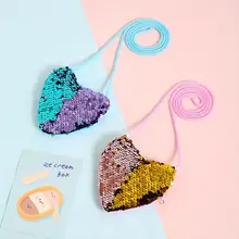 子供用 カラフルな魚鱗ビーズのコインパース【可愛いハートデザイン・ミニサイズ・ショルダーバッグ】