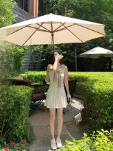 EKOOL ハイウエストプリーツスカート【夏用・Aライン・シンプル・薄手】