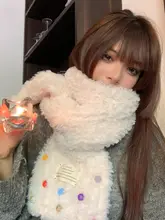 極上の柔らかさ カラフルボタン付きフリースマフラー【秋冬用・学生向け・保温性】