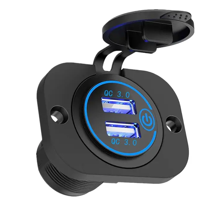 車・バイク用 USB充電器【QC3.0急速充電・ネジ固定タイプ】