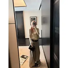 レディース 秋冬用 ハイウエストゆったりデニムパンツ【レトロなヒョウ柄・ワイドレッグ】