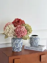 花瓶 陶器 造花 芍薬 水植え チャイナテイスト 染付 ヴィンテージ リビング テレビボード インテリア 置物