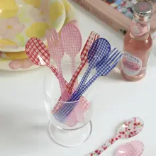 韓国インフレンチレトロチェック柄花柄スプーン