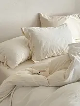 ヴィンテージ風フランス式クリームカラー寝具セット【全棉・厚織り・立体的なテクスチャーのベッド用品】（セットアップ対応）
