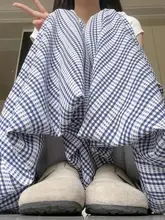 白黒チェックのフラワーボトムパンツ【ハイウエスト・フィット・ワイドレッグ】（セットアップ対応）