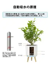 モダンデザインの自動吸水機能付き大号プラスチック花盆【スタンド付き・リビング用・観葉植物用】