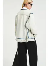 レトロデザインのウォッシュ加工ノーカラーデニムジャケット【クラシックスタイル・ユニセックス】