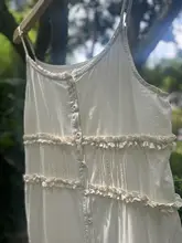 レーストリミングのロングキャミソールドレス【前開き・フリル付き・エレガントデザイン  】（セットアップ対応）