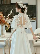 新中式レースイブニングドレス【サテン・クラシック改良旗袍・結婚式・シーズン対応】
