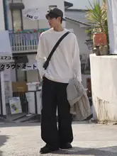 春秋用の長袖Tシャツ【コットン・シンプルデザイン・ラウンドネック】