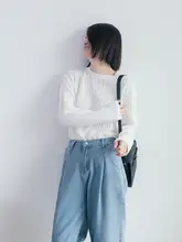 シンプルなデザイン！フィット長袖Tシャツ【コットン・ホワイト・幅広リブ】