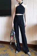高腰 フレアパンツ レディース【シェイプアップ・春夏用・質感生地】