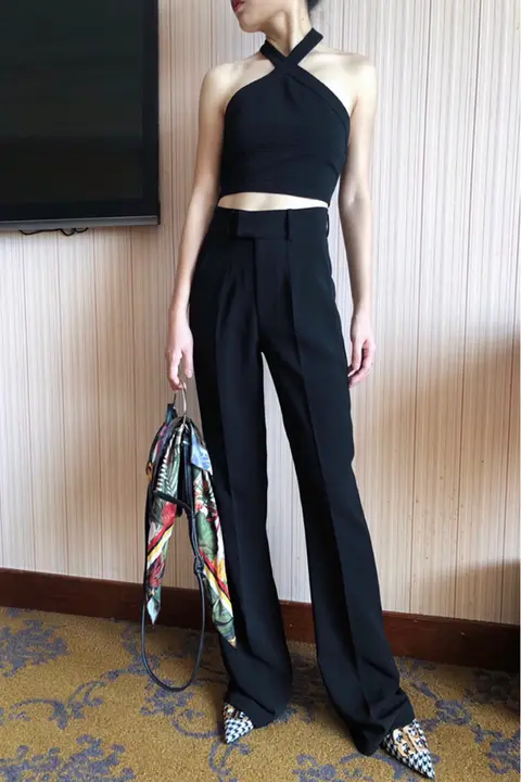 高腰 フレアパンツ レディース【シェイプアップ・春夏用・質感生地】