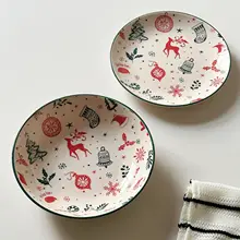 陶器 食器 ラーメン鉢 皿 クリスマス柄 トナカイ ツリー シンプル インスタ映え レディース 可愛い プレゼント