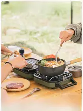 折りたたみ式ガスストーブ アウトドア 料理 キャンプ 小型 ダブルバーナー