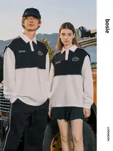 レトロデザインの長袖ポロシャツ【男性用・ステッチ付き・襟付き・ビンテージスタイル】（セットアップ対応）