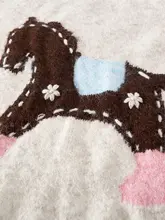 ユニークな刺繍のカラーブロックベスト【秋冬用・ゆったりシル エット・カートゥーンデザイン】（セットアップ対応）