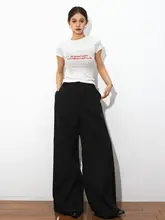 秋冬デザインのゆったりストレートパンツ【厚手・ウエストゴム・カジュアル】（セットアップ対応）