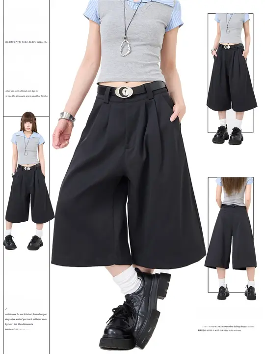 クロップドパンツ レディース ワイドシルエット 接触冷感 スラックス アメカジ 上品 夏「Remedie」
