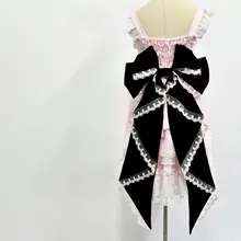ピンク レース フリル バックリボン付きオーガンジー ロリィタスタイル 大型アクセサリー