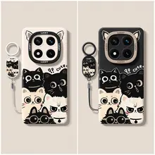 Redmi Note 14 Pro+用 シリコンケース【猫デザイン・ストラップ付き・耐衝撃・熱放散機能】