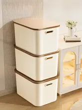 プラスチック製収納ボックス【厚型・長方形・蓋付き・リビング用・お菓子やおもちゃ整理用】