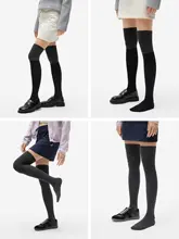 ニーハイソックス レディース 着圧 着痩せ スポーツ 制服 ブラック 秋 2点セット「507S」