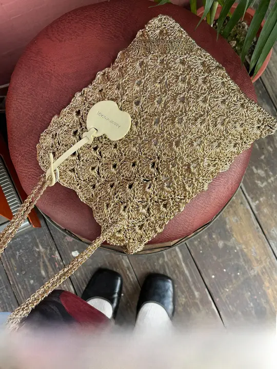 シェルバッグ レディース ハンドメイド かぎ編み シルバー糸 ワンショルダー インスタ映え 「AbbottVINTAGE」