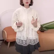 春の新作！レーシーな透かし編みブラウス【シックなデザイン・女性用】