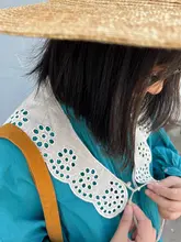 リネン三角レース結び付き女性用春用襟飾り【魅力的なレースデザイン】