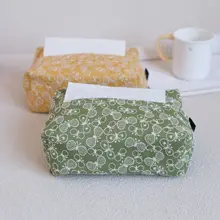 高級感ある和風刺繍コットンリネン製ティッシュボックス【インテリア・卓上収納用】